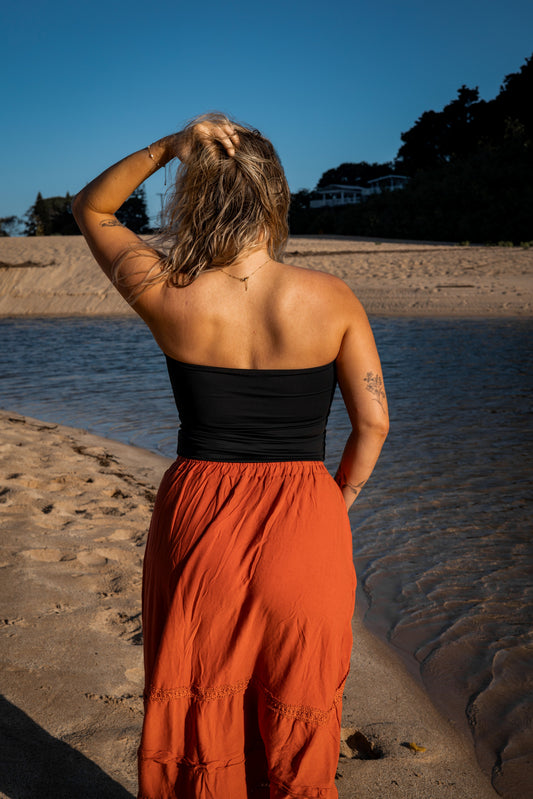 Reversible Tube Top- Black & Olive