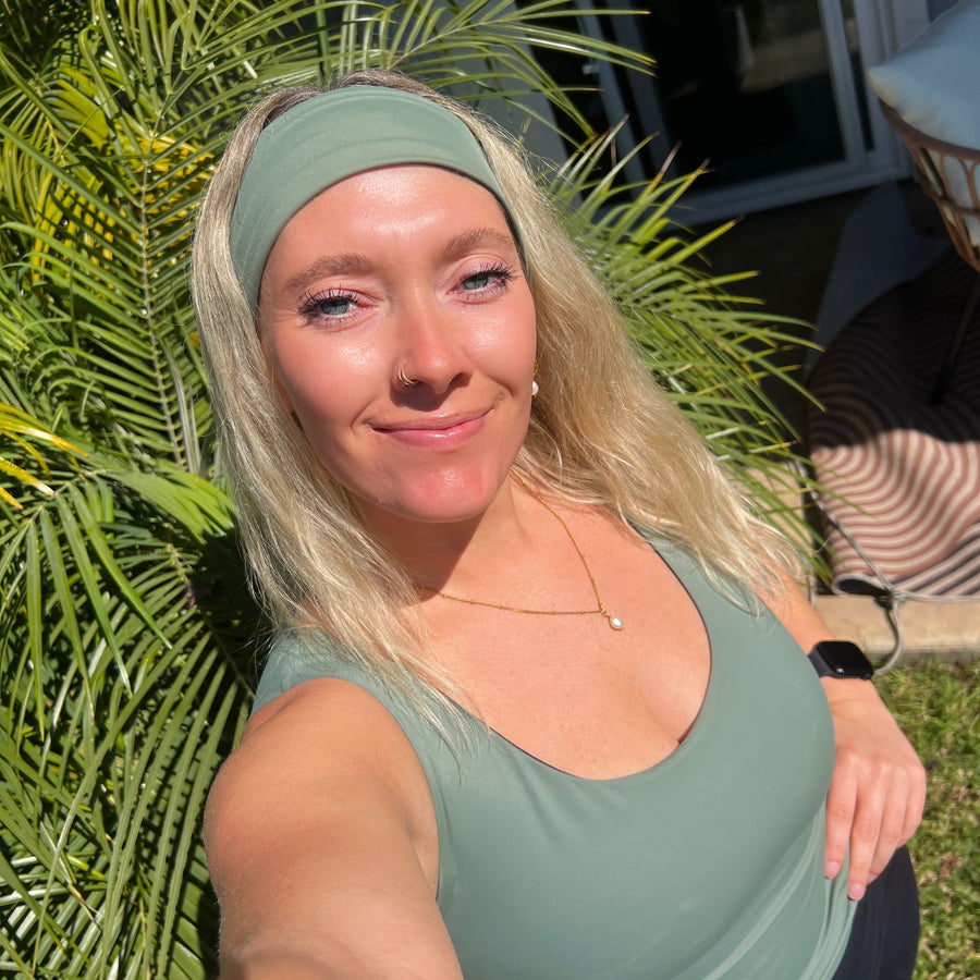 Styled with our matching reversible headband!